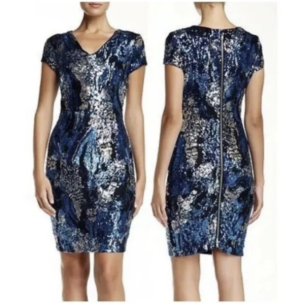 Caché Sequined Cocktail Dress